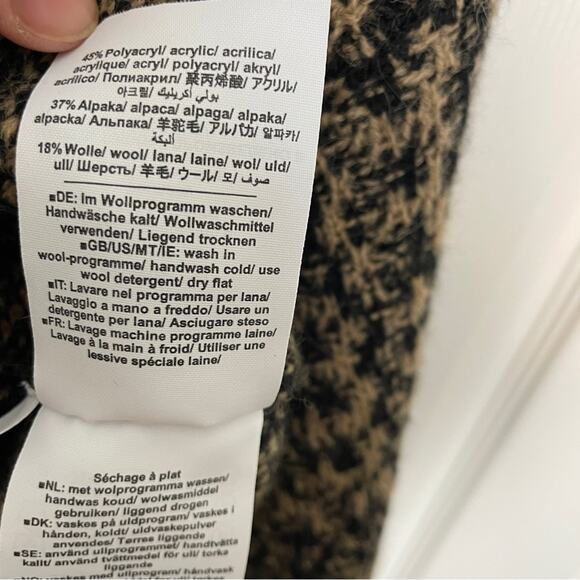 CLOSED Jacquard Pattern Alpaca Wool Slouchy Sweater Brown Black Chunky Knit NWT - Picture 11 of 12